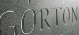 Close-up incised lettering