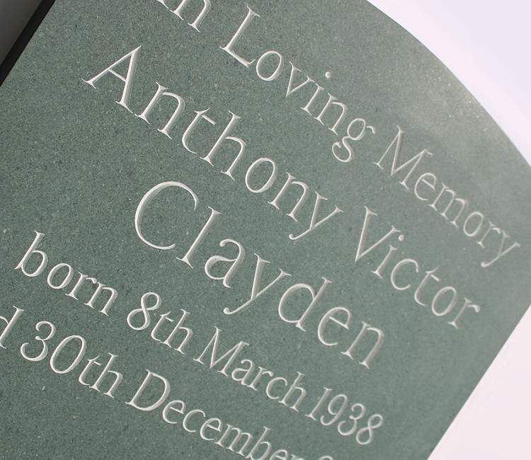 Traditional green slate memorial