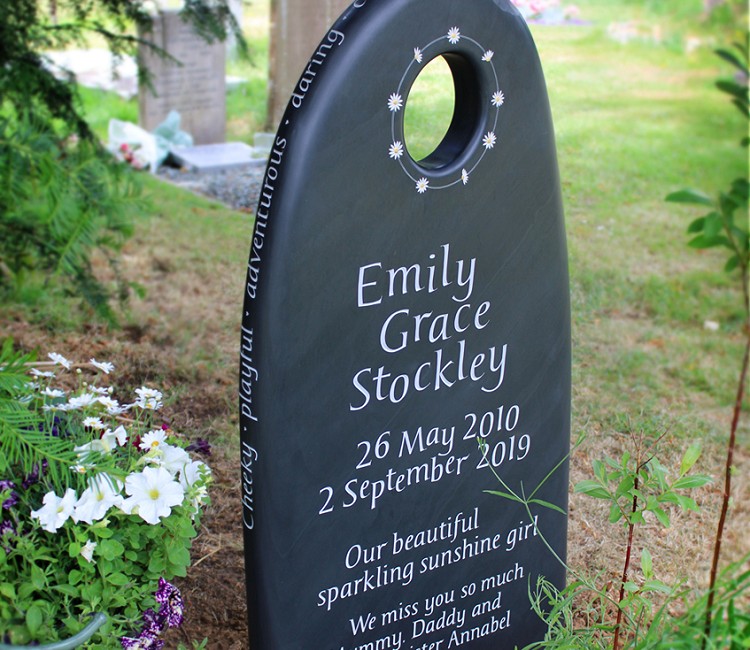 Soft shaped slate memorial