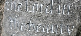close up of hand carved lettering