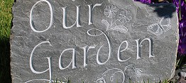 Carved slate boulder