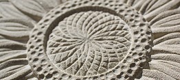 Carving of sunslower in stone